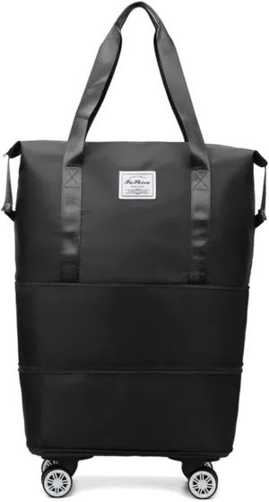2025 New Large Capacity Travel Bag with Removable Wheels - Ultimate Lightweight Expandable Foldable Wheeled Carry-On Luggage for Travel Accessories (black)