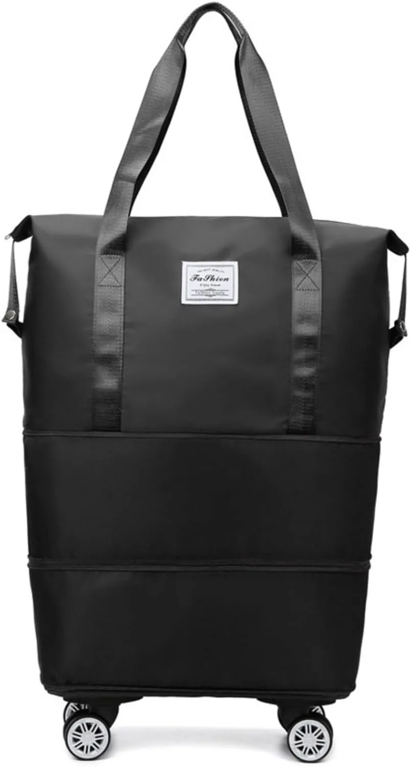 2025 New Large Capacity Travel Bag with Removable Wheels - Ultimate Lightweight Expandable Foldable Wheeled Carry-On Luggage for Travel Accessories (black)