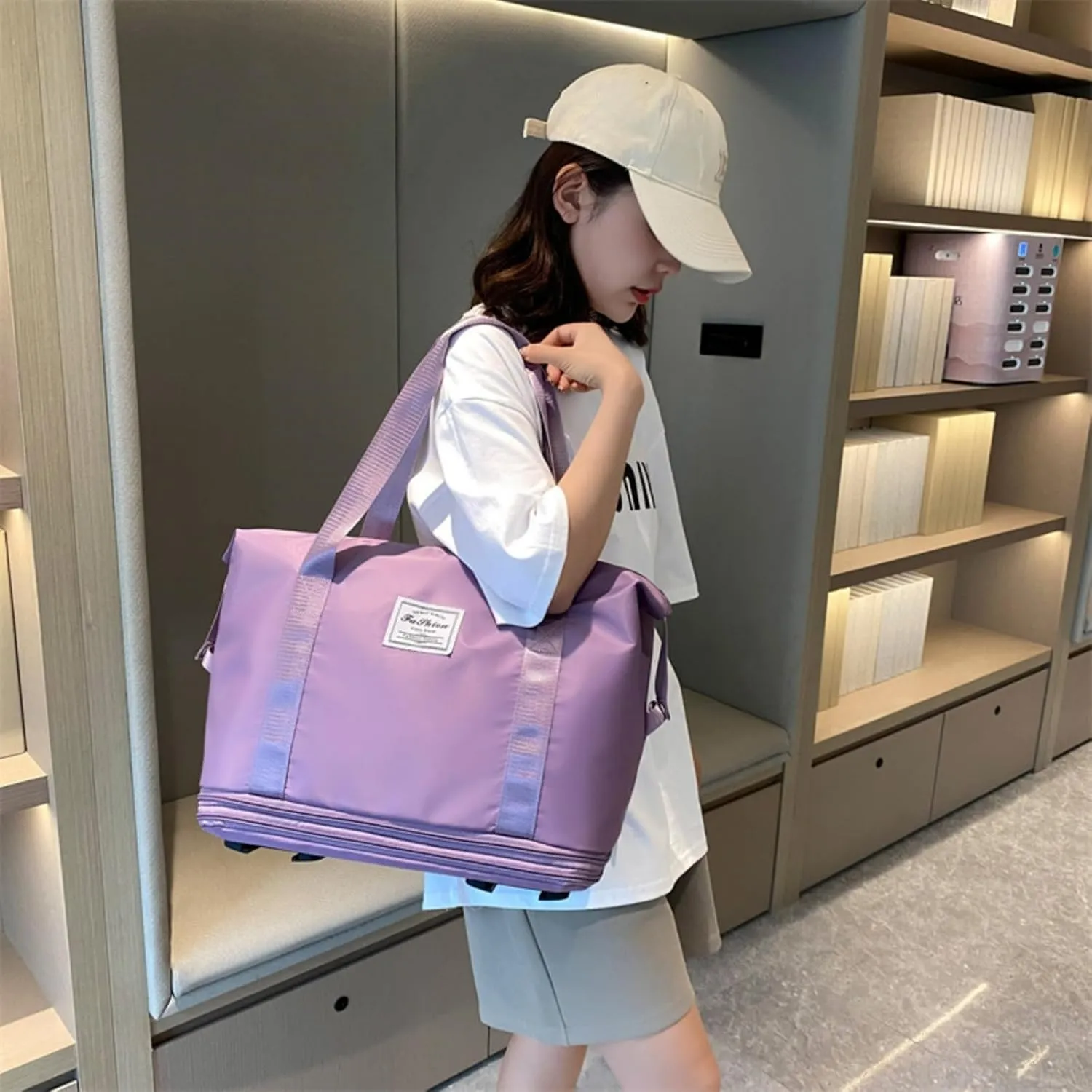 2025 New Large Capacity Travel Bag with Removable Wheels - Ultimate Lightweight Expandable Foldable Wheeled Carry-On Luggage for Travel Accessories (dark purple)