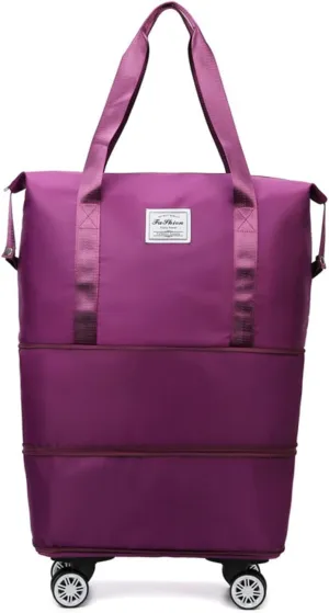 2025 New Large Capacity Travel Bag with Removable Wheels - Ultimate Lightweight Expandable Foldable Wheeled Carry-On Luggage for Travel Accessories (dark purple)