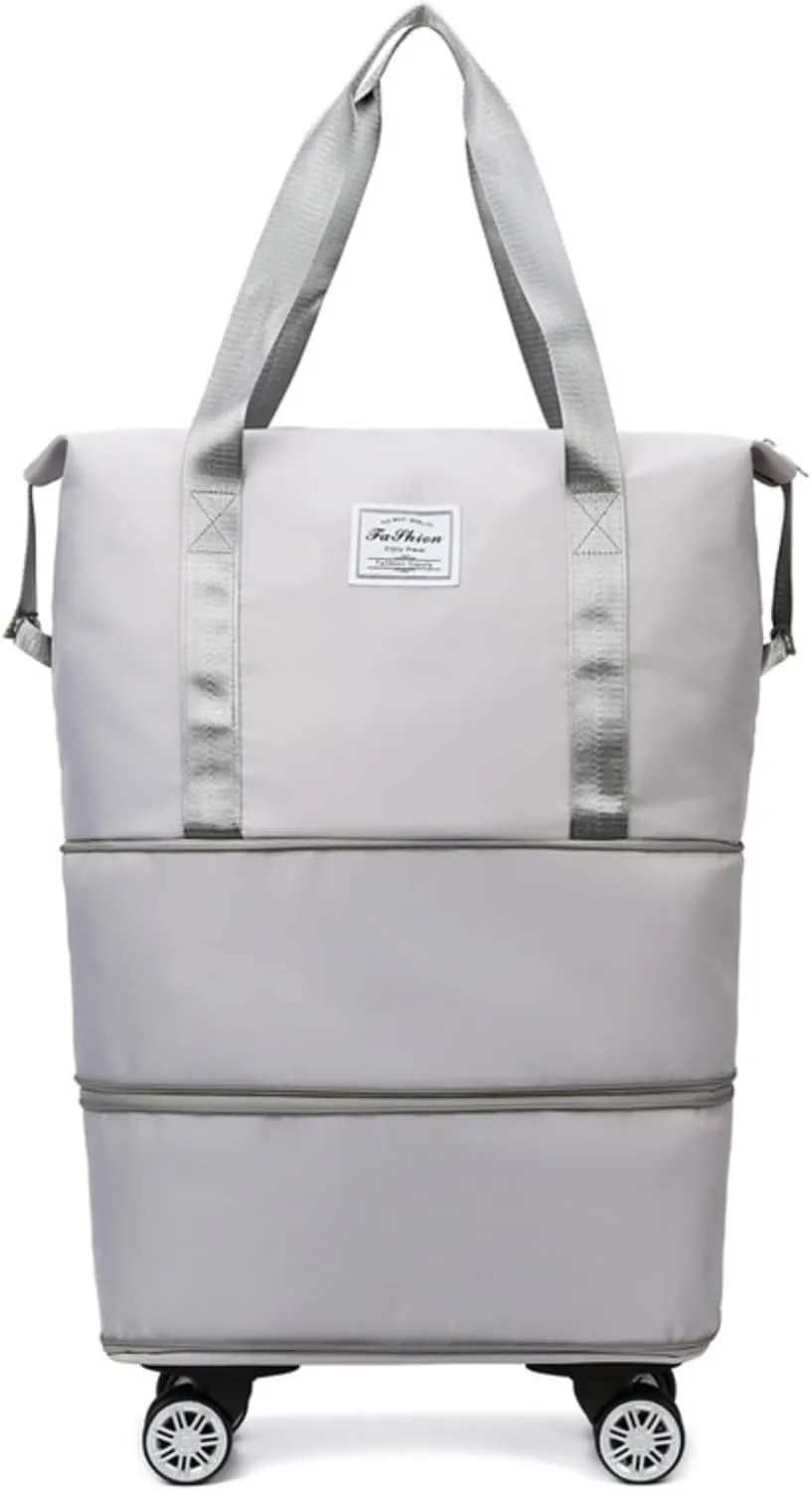 2025 New Large Capacity Travel Bag with Removable Wheels - Ultimate Lightweight Expandable Foldable Wheeled Carry-On Luggage for Travel Accessories (Gray)