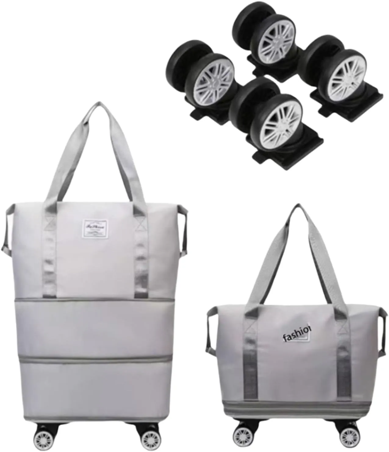 2025 New Large Capacity Travel Bag with Removable Wheels - Ultimate Lightweight Expandable Foldable Wheeled Carry-On Luggage for Travel Accessories (Gray)