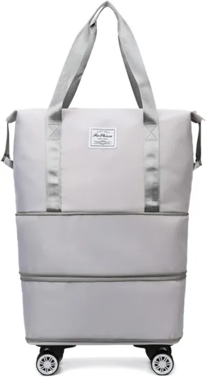 2025 New Large Capacity Travel Bag with Removable Wheels - Ultimate Lightweight Expandable Foldable Wheeled Carry-On Luggage for Travel Accessories (Gray)
