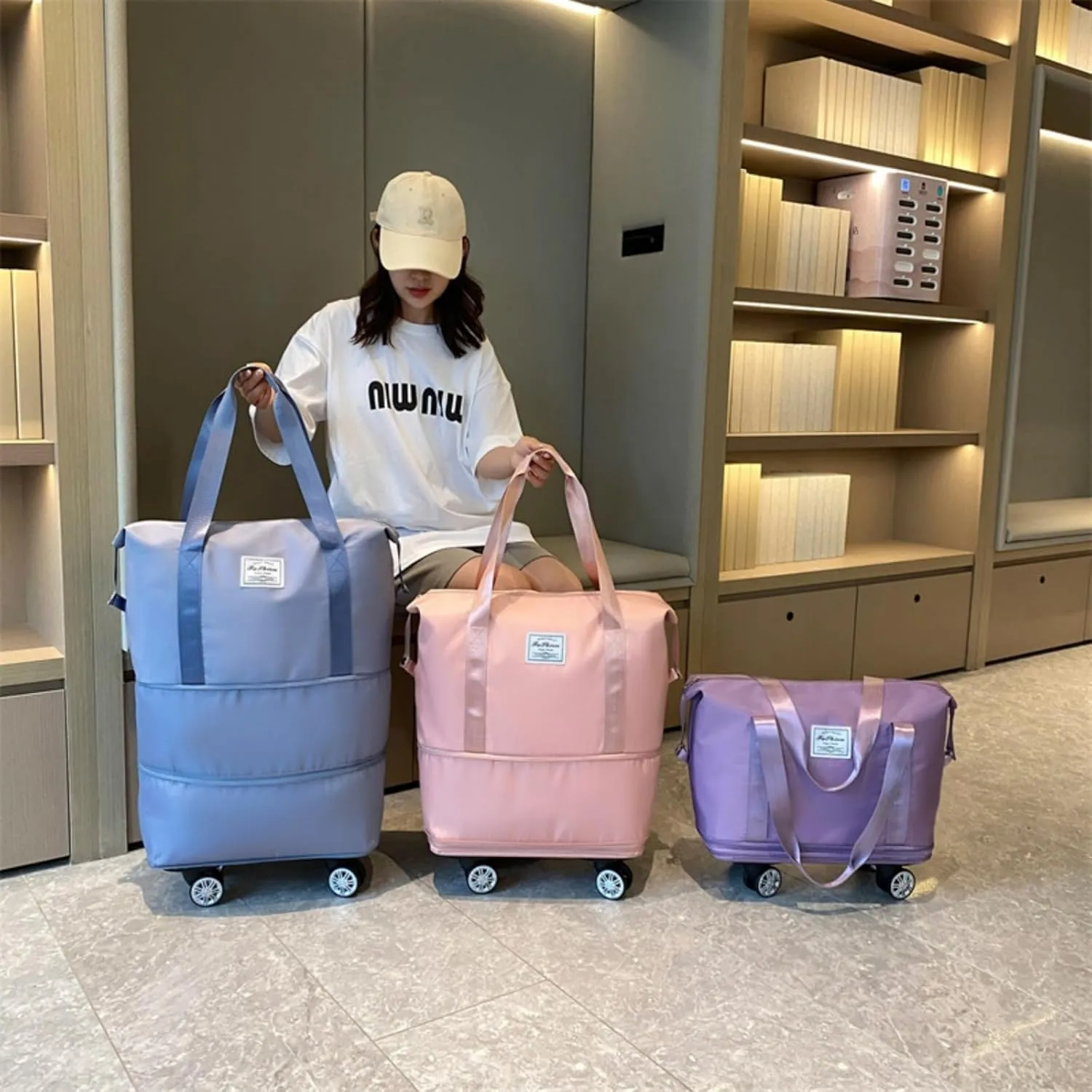 2025 New Large Capacity Travel Bag with Removable Wheels - Ultimate Lightweight Expandable Foldable Wheeled Carry-On Luggage for Travel Accessories (pink)