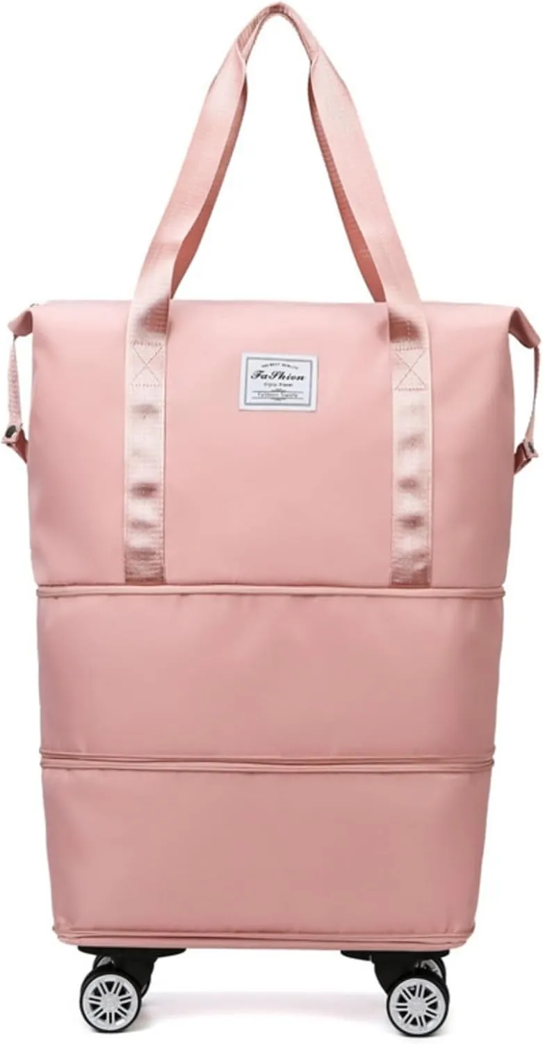 2025 New Large Capacity Travel Bag with Removable Wheels - Ultimate Lightweight Expandable Foldable Wheeled Carry-On Luggage for Travel Accessories (pink)