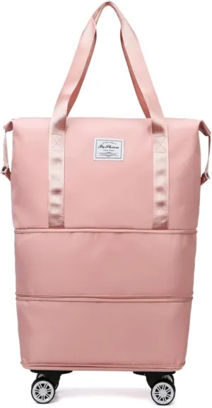 2025 New Large Capacity Travel Bag with Removable Wheels - Ultimate Lightweight Expandable Foldable Wheeled Carry-On Luggage for Travel Accessories (pink)