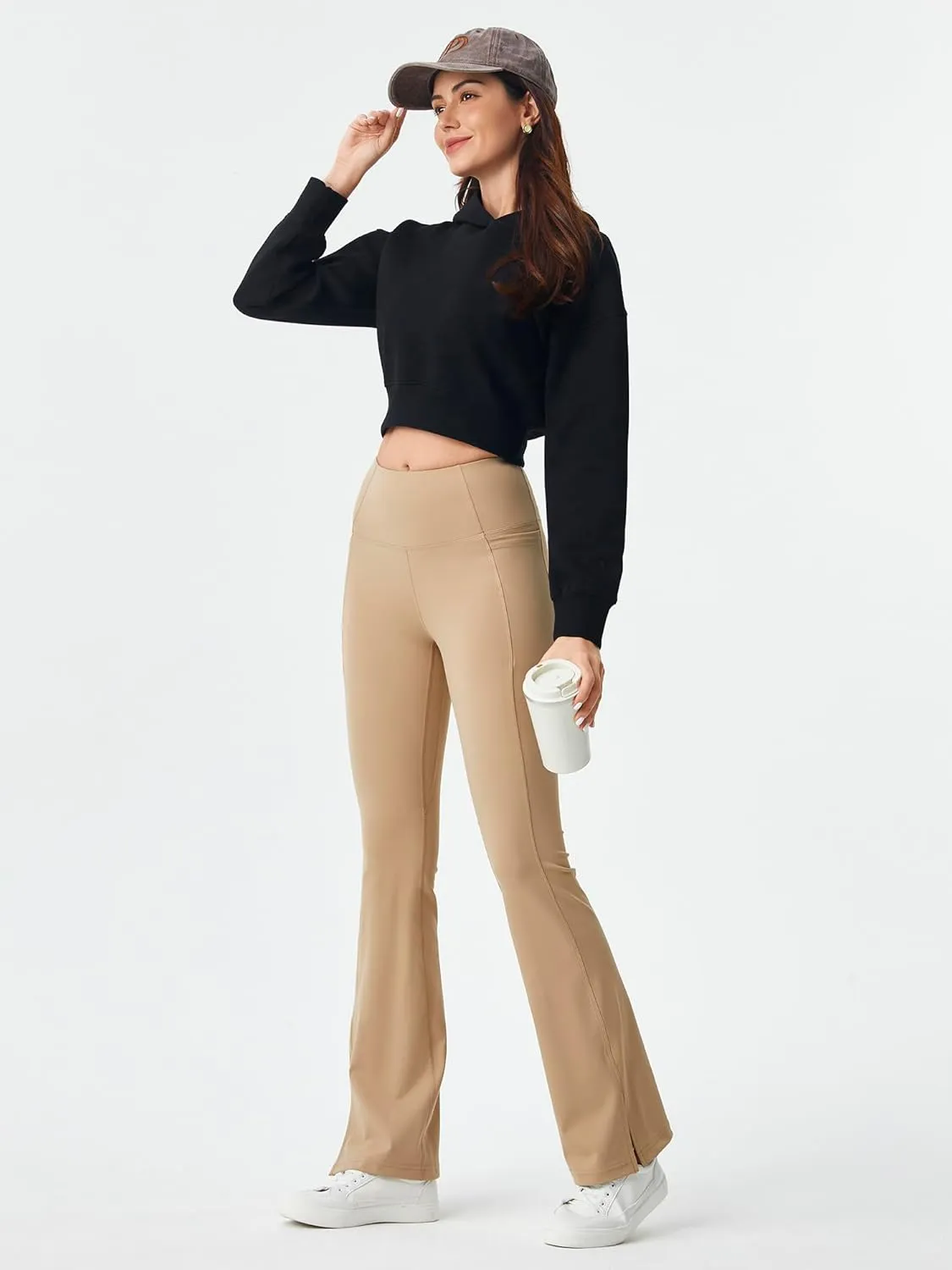 AFITNE Women's Flare Leggings High Waist Yoga Pants with Pockets Tummy Control Workout Casual Bootcut Pants