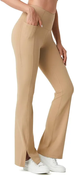 AFITNE Women's Flare Leggings High Waist Yoga Pants with Pockets Tummy Control Workout Casual Bootcut Pants