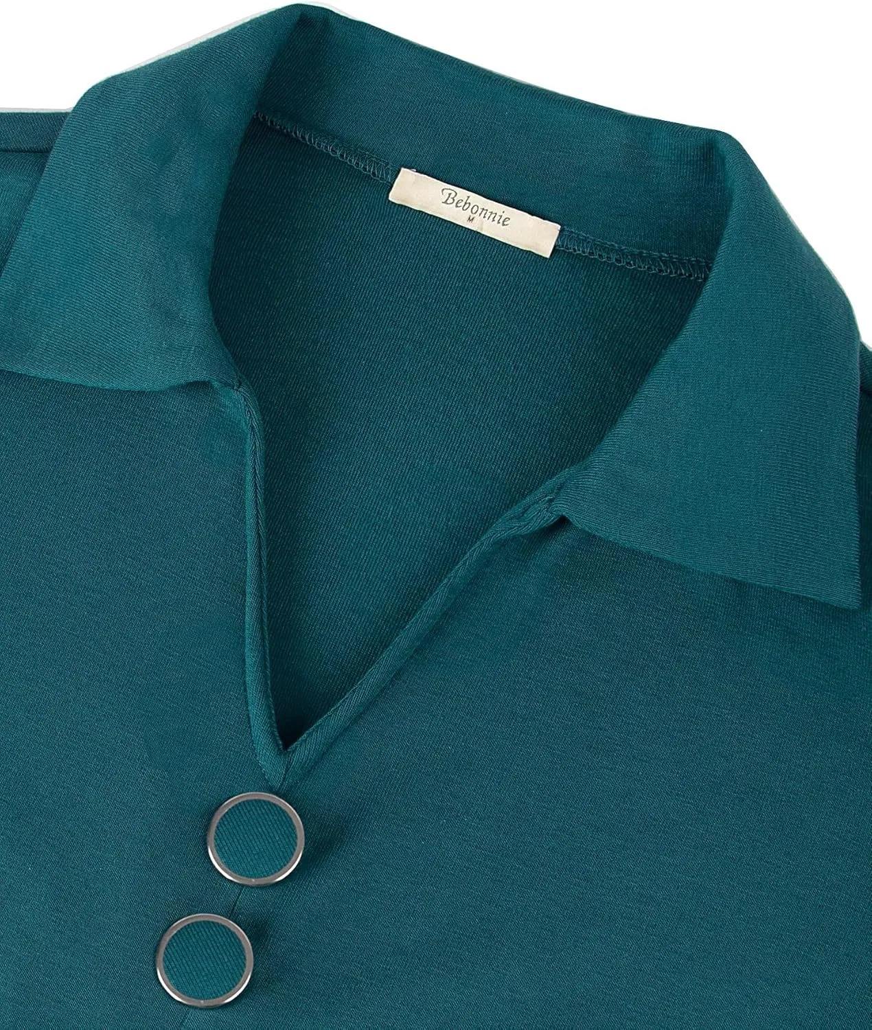 Bebonnie Womens Long Sleeve Casual Lapel V Neck Pullover Tunic Blouse Tops with Buttons