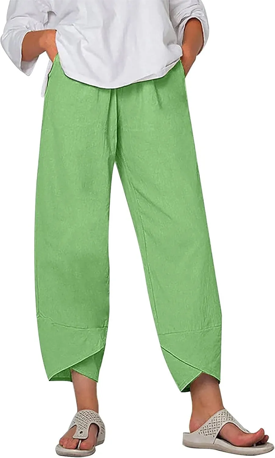 Bengbobar Linen Pants Women Wide Leg Sweatpants Straight Casual Summer Capri Pants Comfy Baggy Trousers Palazzo Lounge