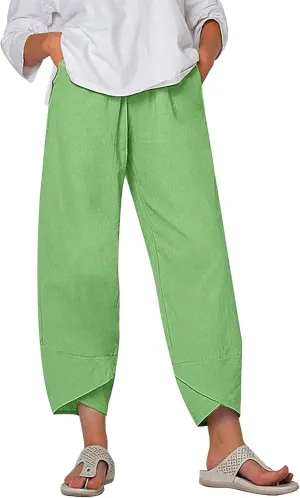 Bengbobar Linen Pants Women Wide Leg Sweatpants Straight Casual Summer Capri Pants Comfy Baggy Trousers Palazzo Lounge