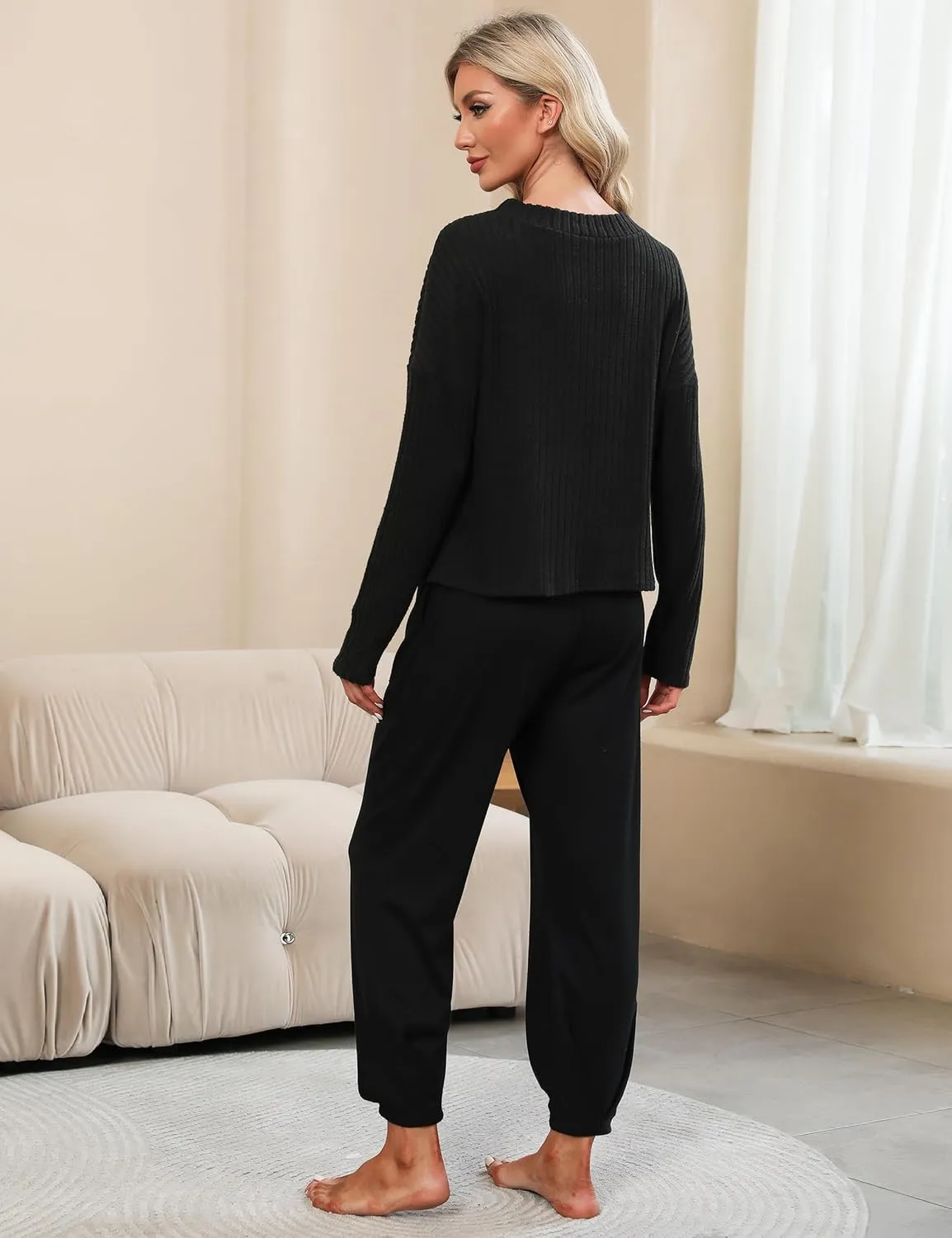 BMJL Womens Lounge Set Pajamas Long Sleeve Top and Sweat Pants Sweater Set 2 Pieces Outfits Fall 2024