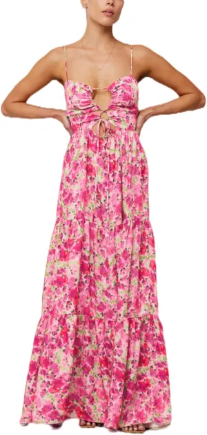 Bohemian Smocked Maxi Dresses for Women Summer Spaghetti Strap Floral Print Sundress Ruffle Color Block Tiered Dress