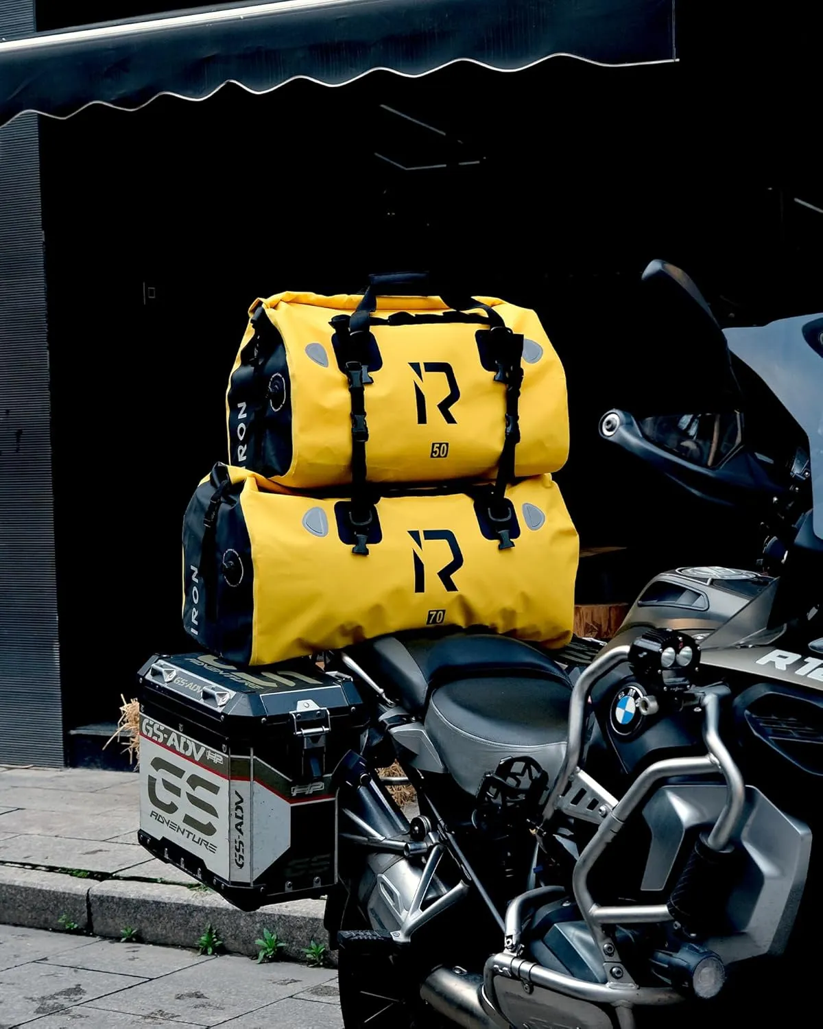 BORLENI Waterproof Motorcycle Dry Bag 500D PVC Motorcycle Dry Duffel Bag Luggage Tail Bag for Motorcycling Skiing Travel Hiking Camping (Yellow,30L)
