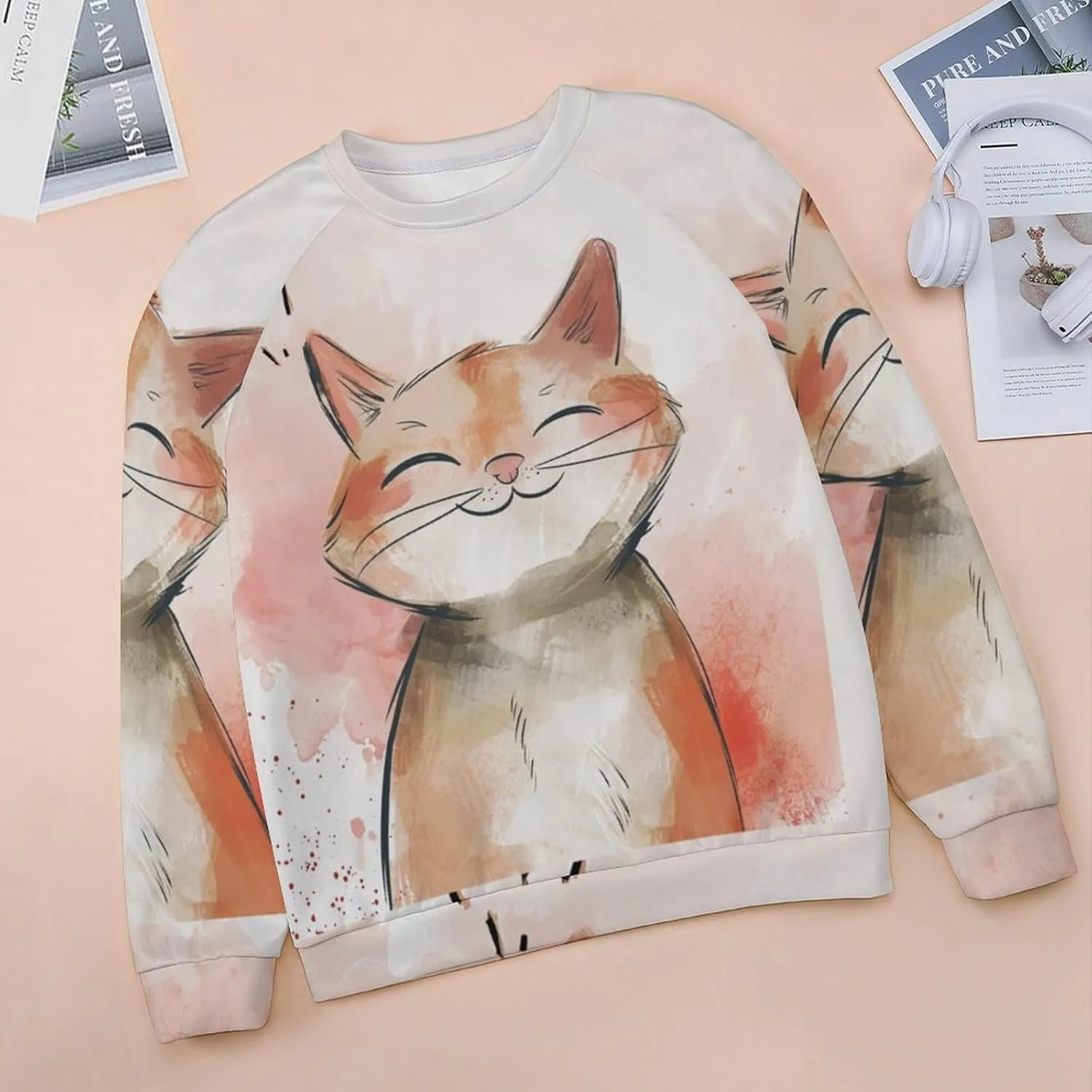 Cat Sweatshirts for Women Funny Long Sleeve Cute Cat Tee Shirts Graphic Womens Crew Neck Sweatshirt Pullover Tops