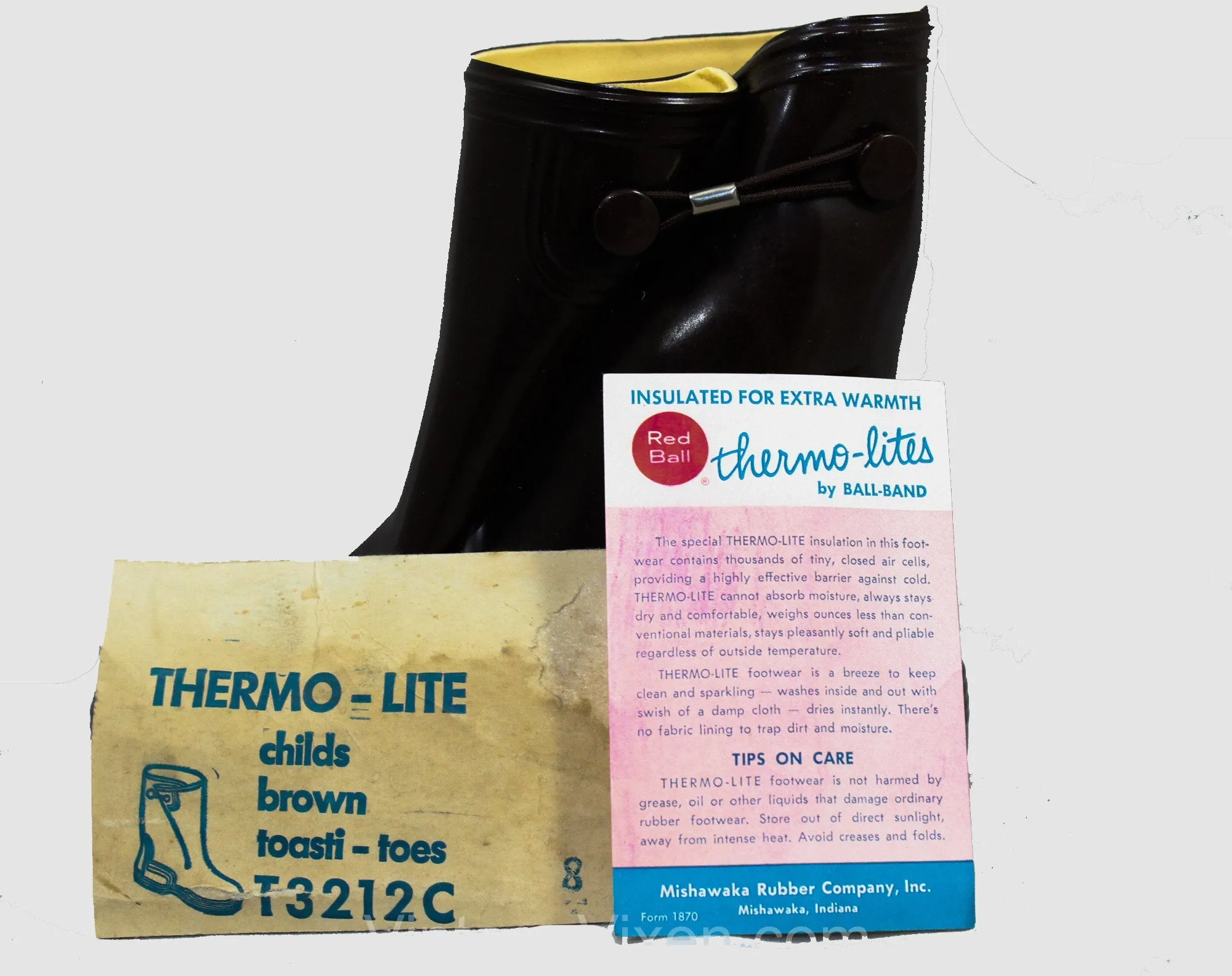 Child Size 8 Brown Galoshes - Authentic 1960s Child's Rain Boots - Waterproof Rubber Overshoe - 60s Mid Century Deadstock - Thermolites