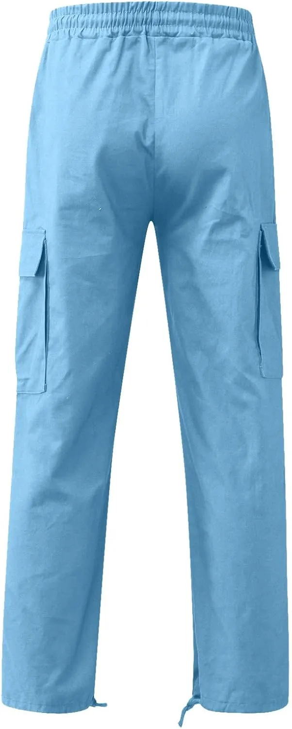 Chinos Trousers Men Linen Hiking Tactical Elastic Waist Smarty Skinny Public Wide Leg Casual Motorcycle with