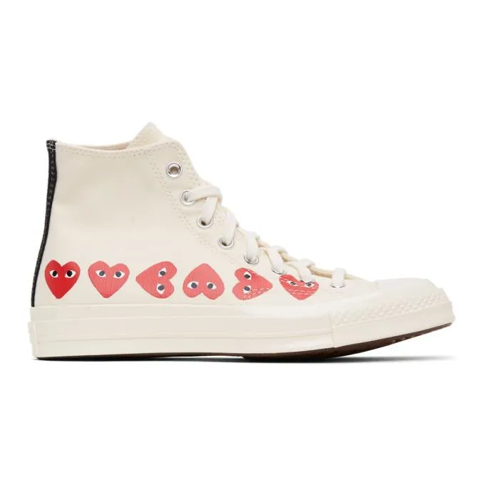 Comme des Garcons Play Off-White Converse Edition Multiple Hearts Chuck 70 High Sneakers