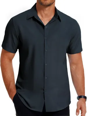 COOFANDY Men's Dress Shirts Short Sleeve Button Down Shirt Business Casual Wrinkle Free Summer Shirts