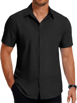 COOFANDY Men's Dress Shirts Short Sleeve Button Down Shirt Business Casual Wrinkle Free Summer Shirts