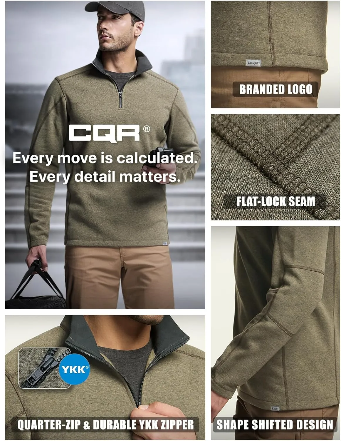 CQR Men's Thermal Fleece Half Zip Pullover, Winter Outdoor Warm Sweater, Lightweight Long Sleeve Sweatshirt