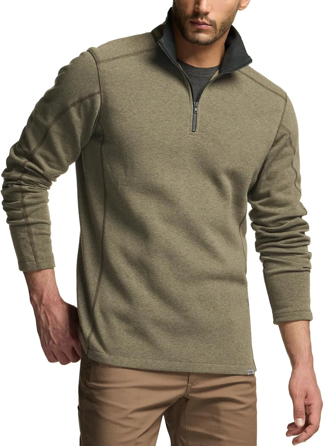 CQR Men's Thermal Fleece Half Zip Pullover, Winter Outdoor Warm Sweater, Lightweight Long Sleeve Sweatshirt