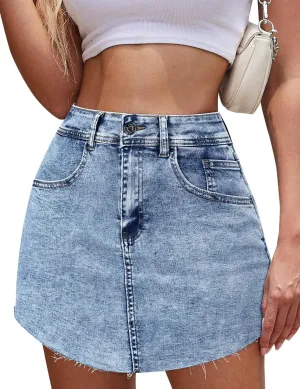 Denim Skort for Women High Waisted U Hem Y2K Jean Skort for Women Trendy Mini Skirt with Shorts and Pockets