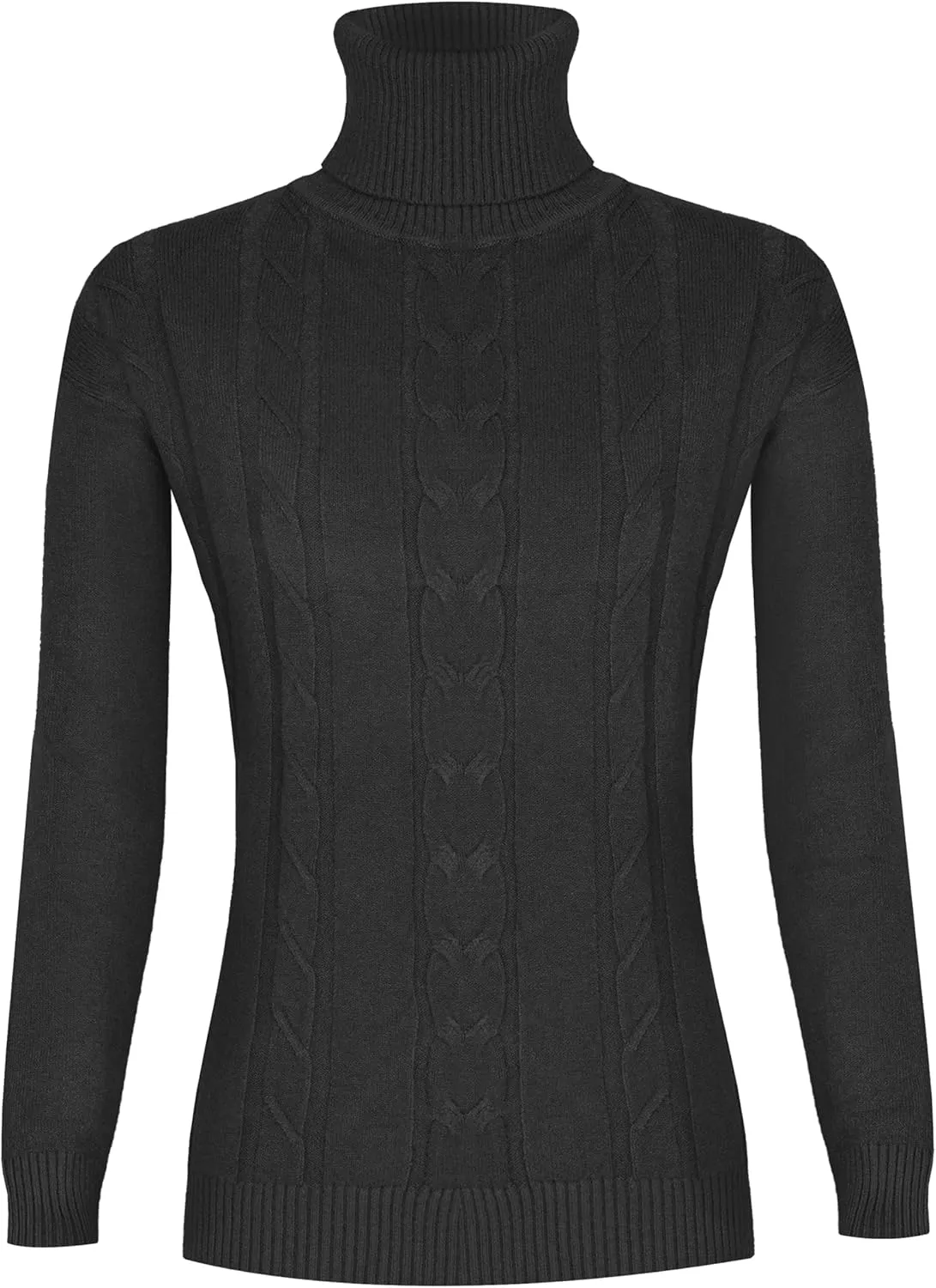 EANUER Women's Long Sleeve Turtleneck Cable Knit Pullover Lightweight Ribbed Sweaters