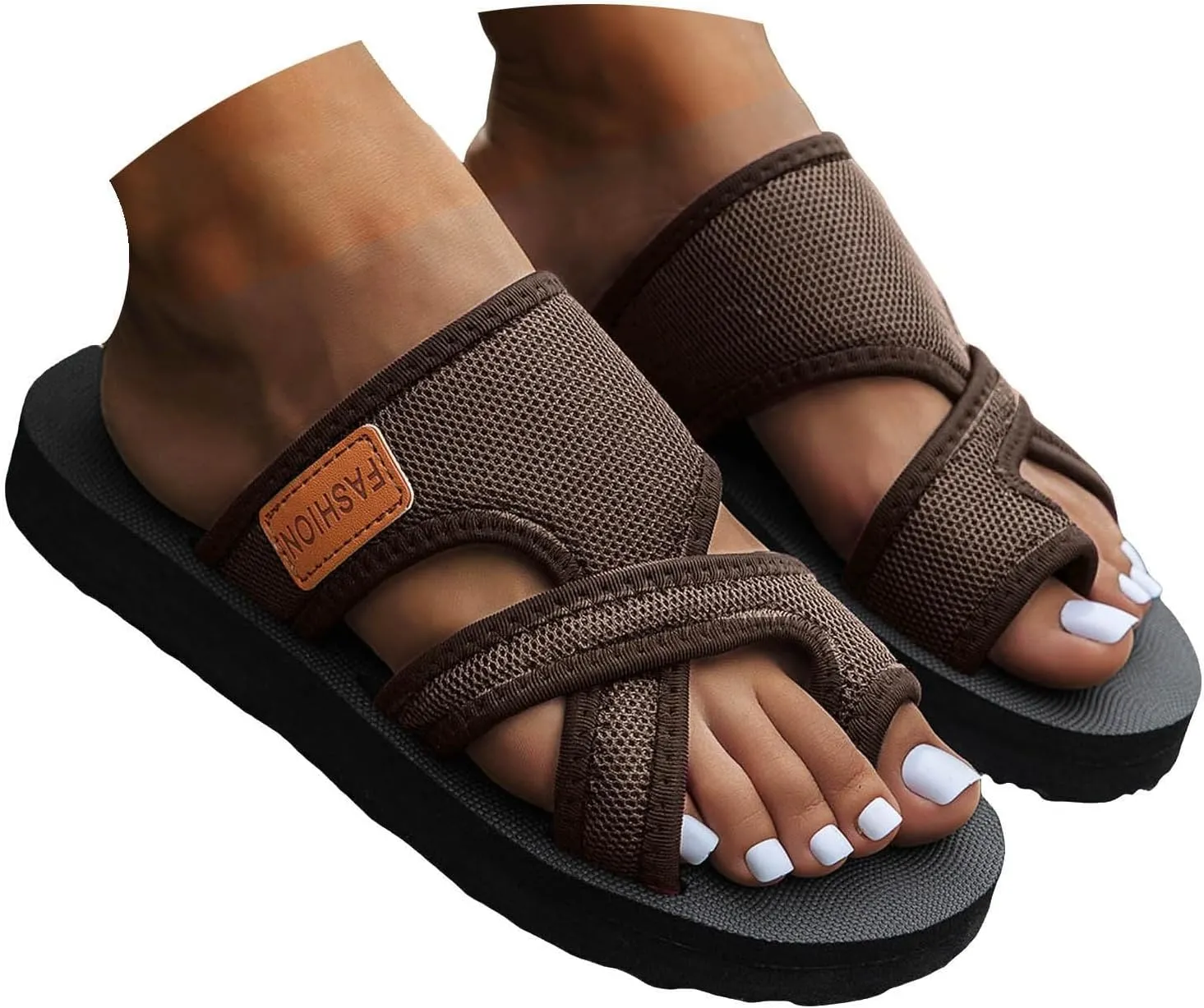 Eduavar Sandals for Women 2025 Dressy Orthopedic Slides Slip on Arch Support Flip Flops Comfortable Summer Beach Slippers