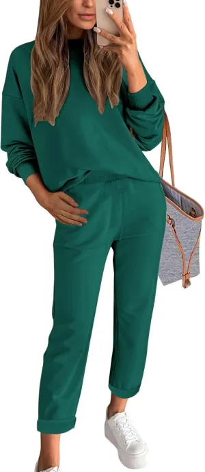 ETCYY NEW Women's Sweater Sets 2 Piece Outfits Lounge Sets with Knit Sweater Tops and Sweatpants