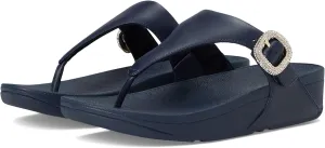 FitFlop Women's Lulu Crystal-Buckle Leather Toe-Post Sandals Wedge