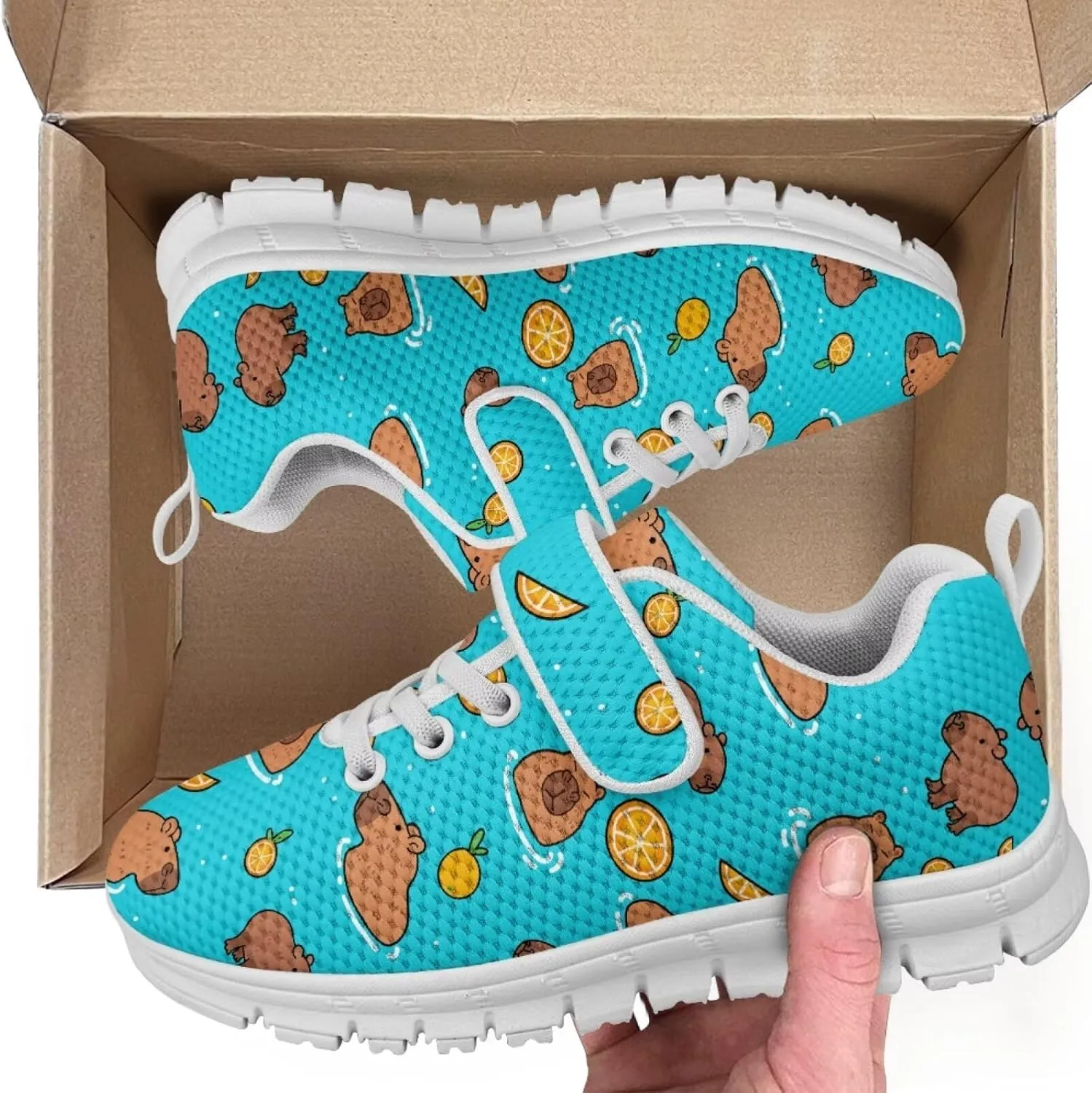 Forchrinse Capybara Print Kids Sneakers for Boys Girls Carton Running Tennis Shoes Sport Toddler Walking Sneakers Causal School Shoes Gift Birthday