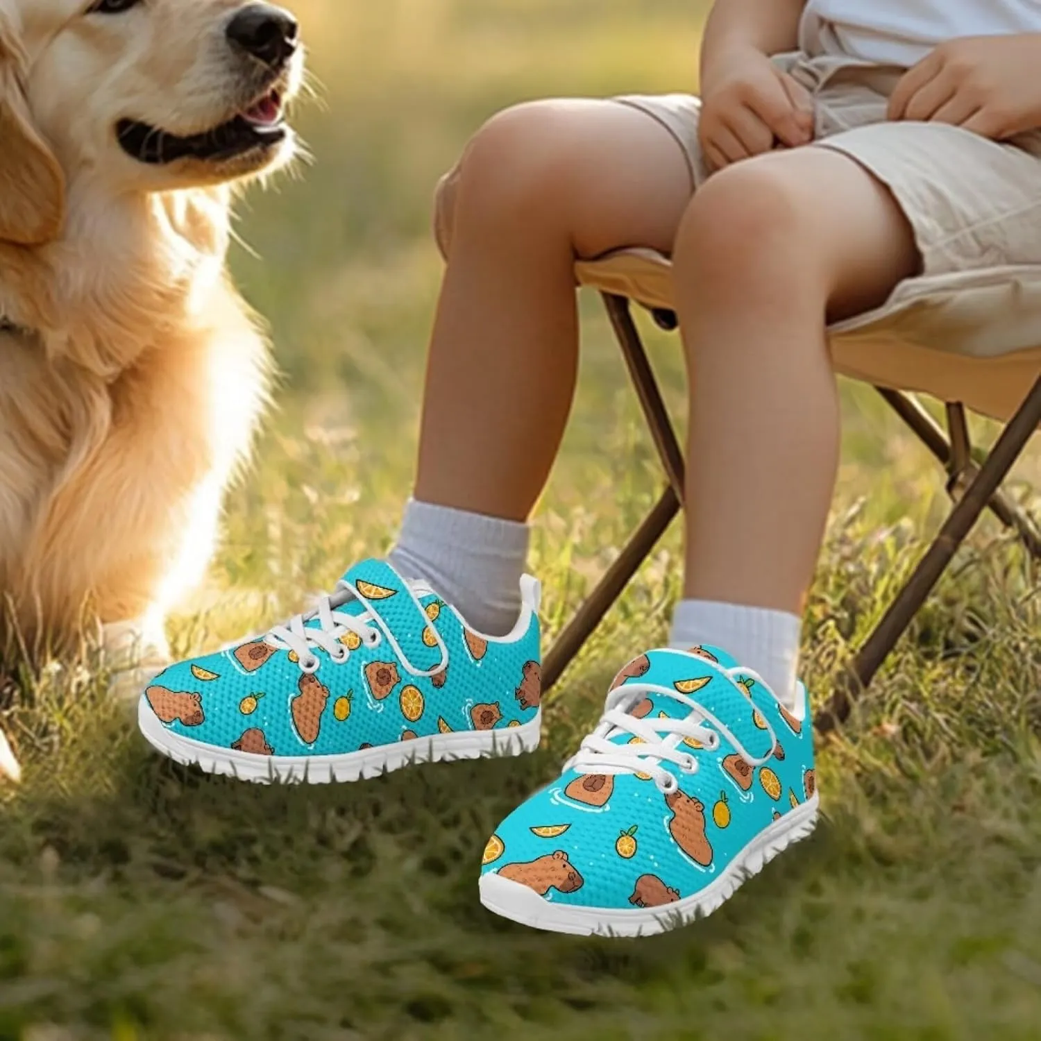 Forchrinse Capybara Print Kids Sneakers for Boys Girls Carton Running Tennis Shoes Sport Toddler Walking Sneakers Causal School Shoes Gift Birthday