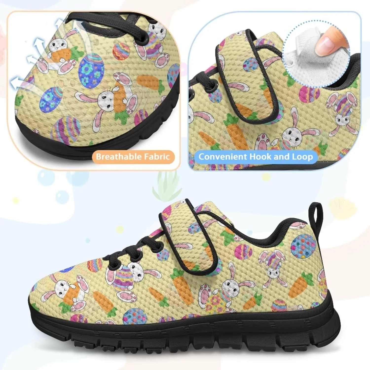 Girls Easter Shoes School Single Buckle Sneakers Breathable Mesh Running Tennis Shoes for Little Kid/Big Kid
