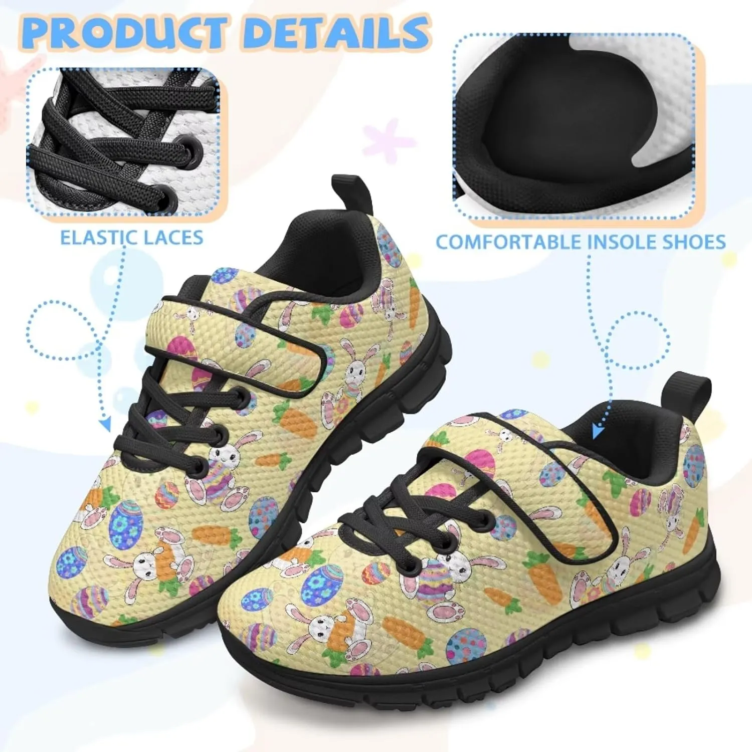 Girls Easter Shoes School Single Buckle Sneakers Breathable Mesh Running Tennis Shoes for Little Kid/Big Kid