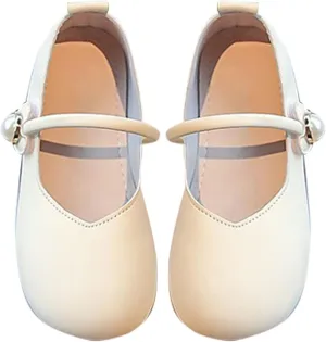 Girls Wedding Flat𝐬 Solid Flower Mary Jane Dress Shoes Square Toe Ballet Soft Sole Slip On Flat for Part𝐲 School