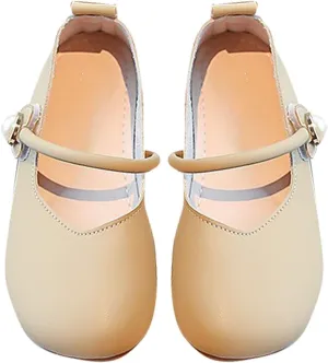 Girls Wedding Flat𝐬 Solid Flower Mary Jane Dress Shoes Square Toe Ballet Soft Sole Slip On Flat for Part𝐲 School