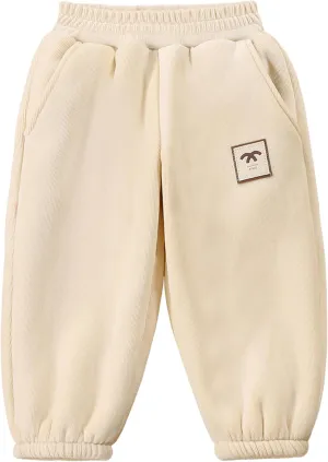 Happy Cherry Toddler Kid Casual Fleece Lined Jogger Pants Winter Warm Regular Fit Sweatpants 1-12Y