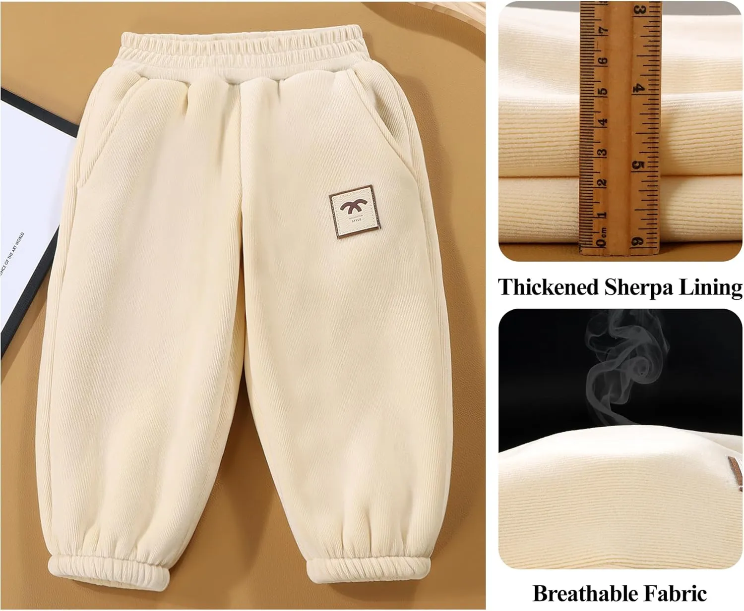 Happy Cherry Toddler Kid Casual Fleece Lined Jogger Pants Winter Warm Regular Fit Sweatpants 1-12Y