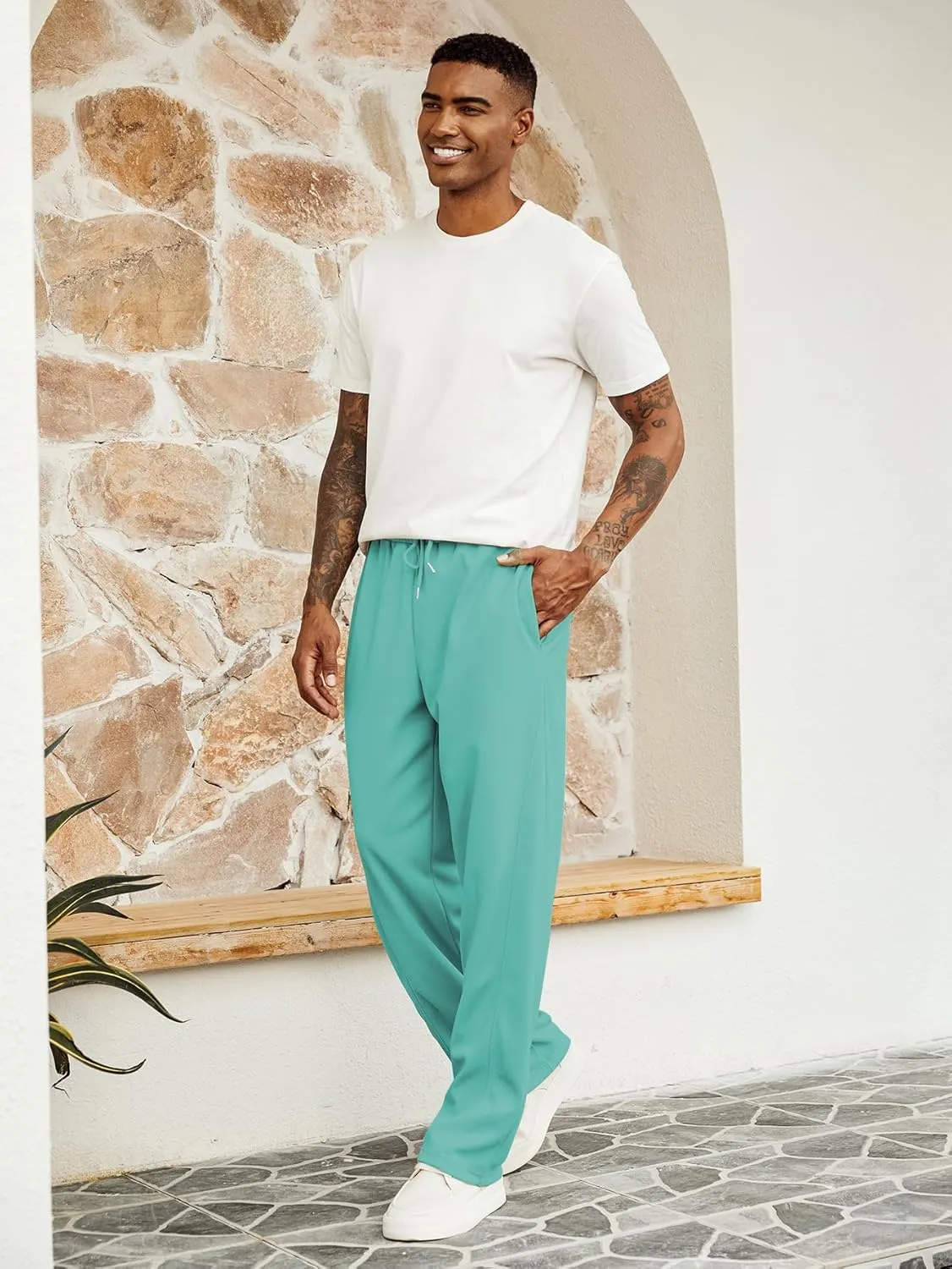 Hardaddy Men's Yoga Sweatpants Athletic Lounge Pants Open Bottom Casual Drawstring Jogger Pants for Men with Pockets