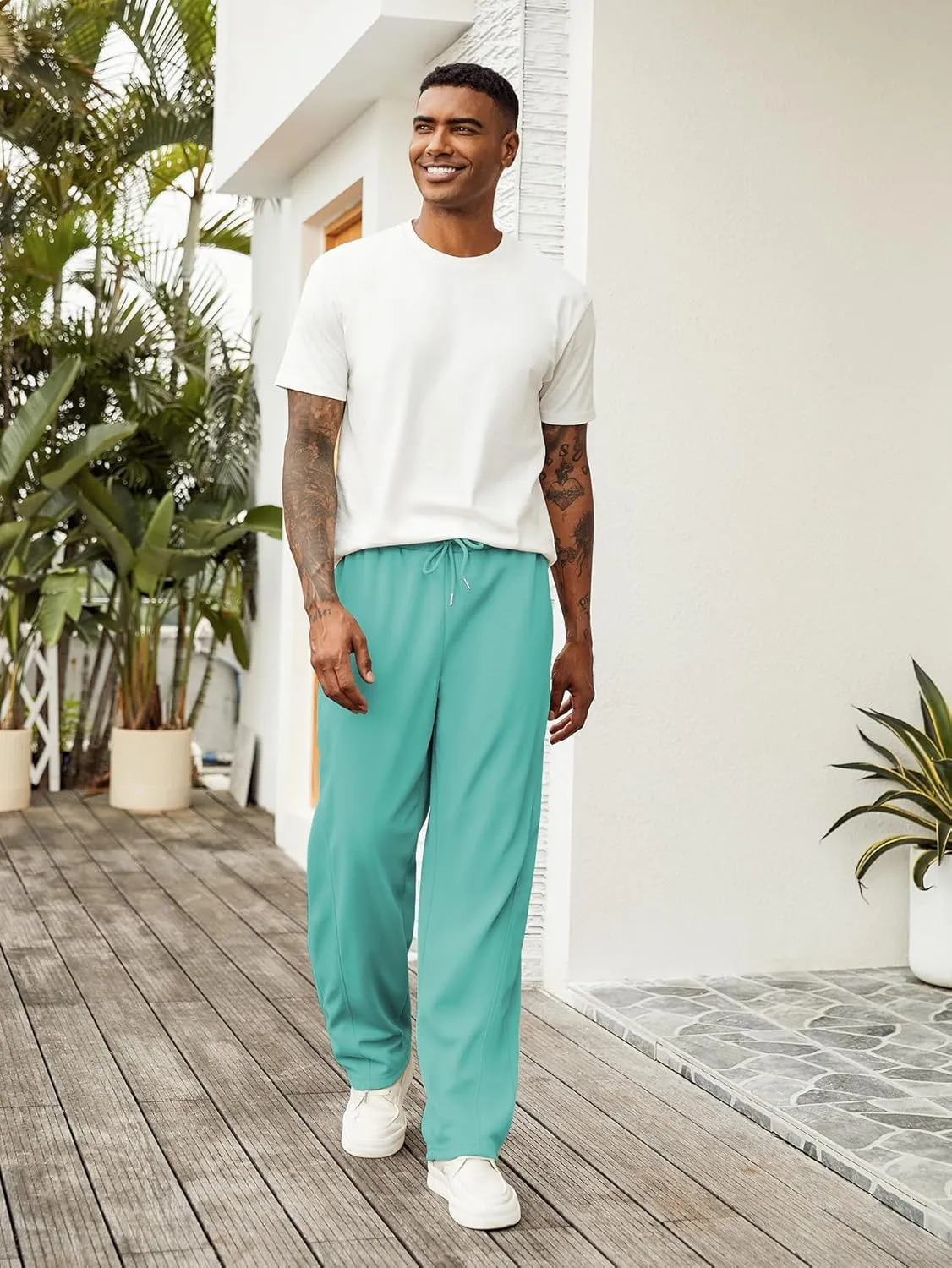 Hardaddy Men's Yoga Sweatpants Athletic Lounge Pants Open Bottom Casual Drawstring Jogger Pants for Men with Pockets