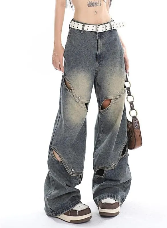 Hopecn Women's Y2K Flare Jeans Star Rhinestone Bell Bottom Pants Vintage Aesthetic Streetwear Y2K Fashion