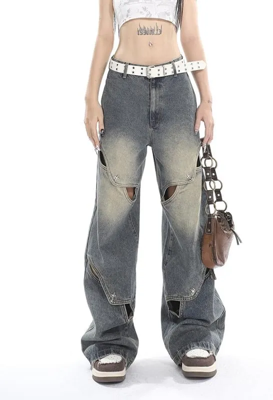 Hopecn Women's Y2K Flare Jeans Star Rhinestone Bell Bottom Pants Vintage Aesthetic Streetwear Y2K Fashion