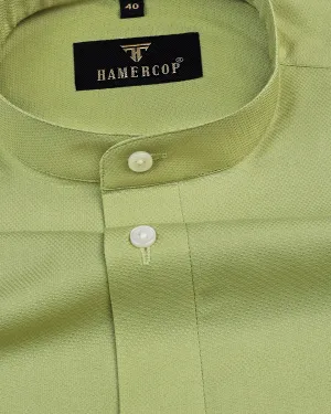 Iconic Olive Green Dobby Cotton Solid Shirt