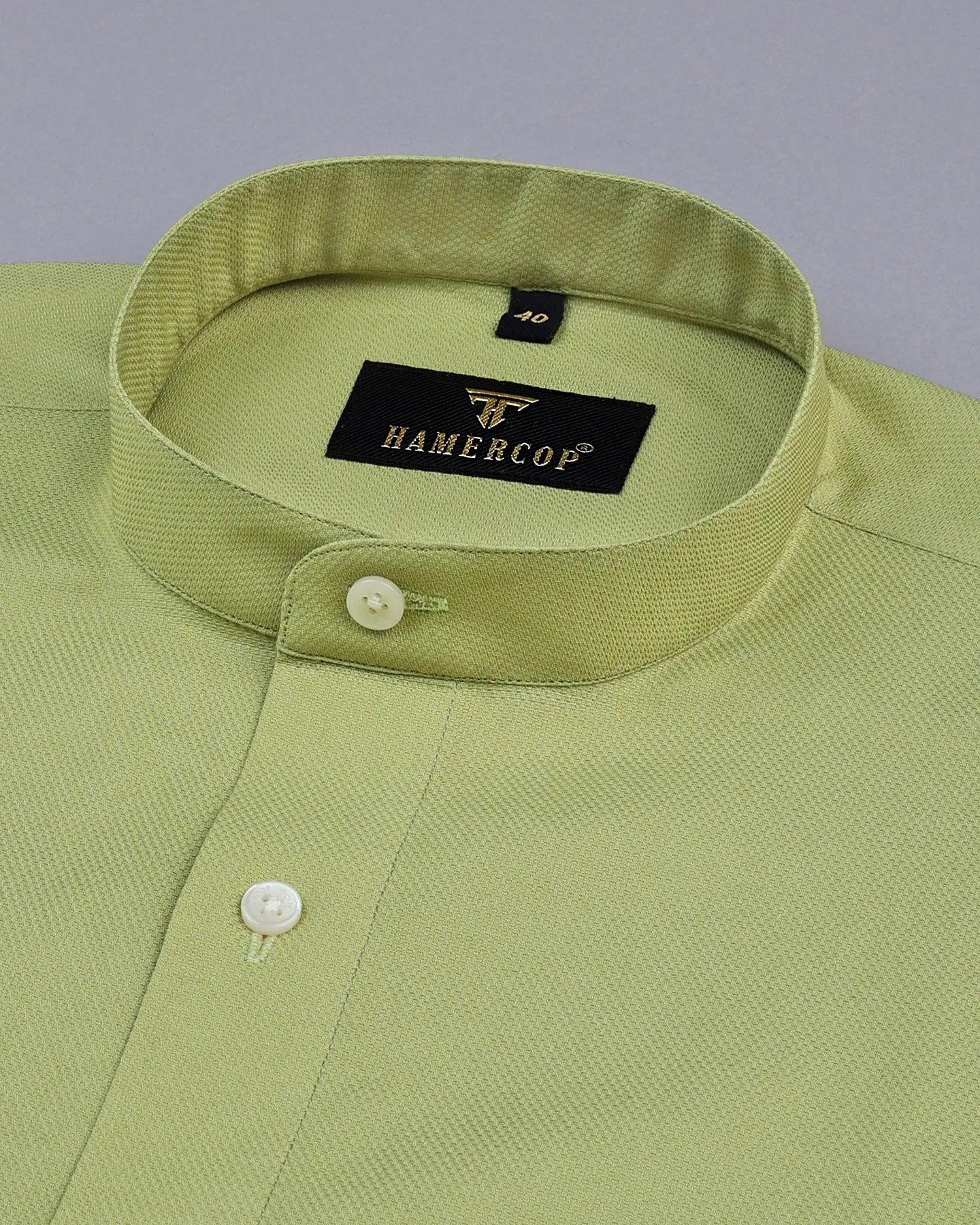 Iconic Olive Green Dobby Cotton Solid Shirt