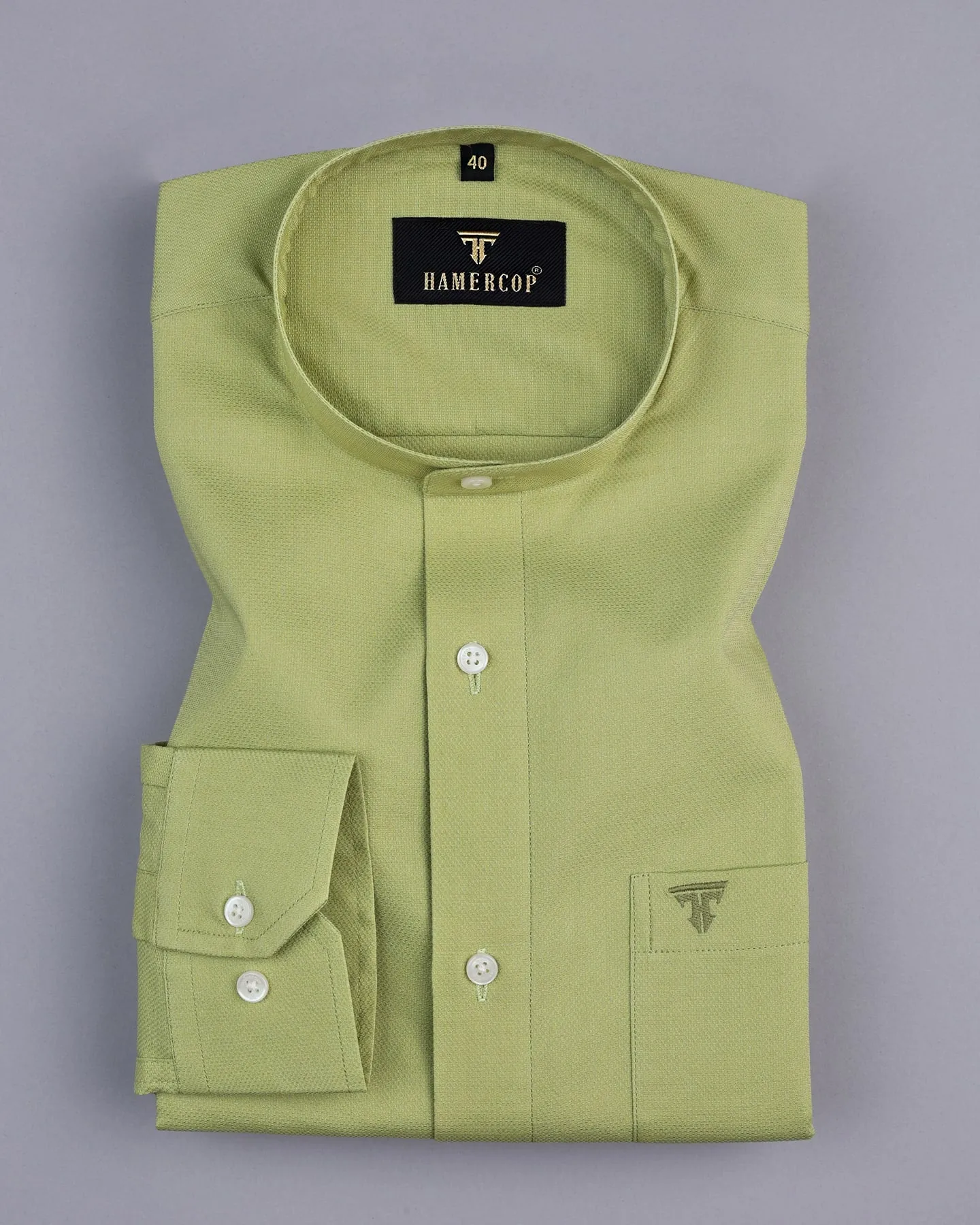 Iconic Olive Green Dobby Cotton Solid Shirt