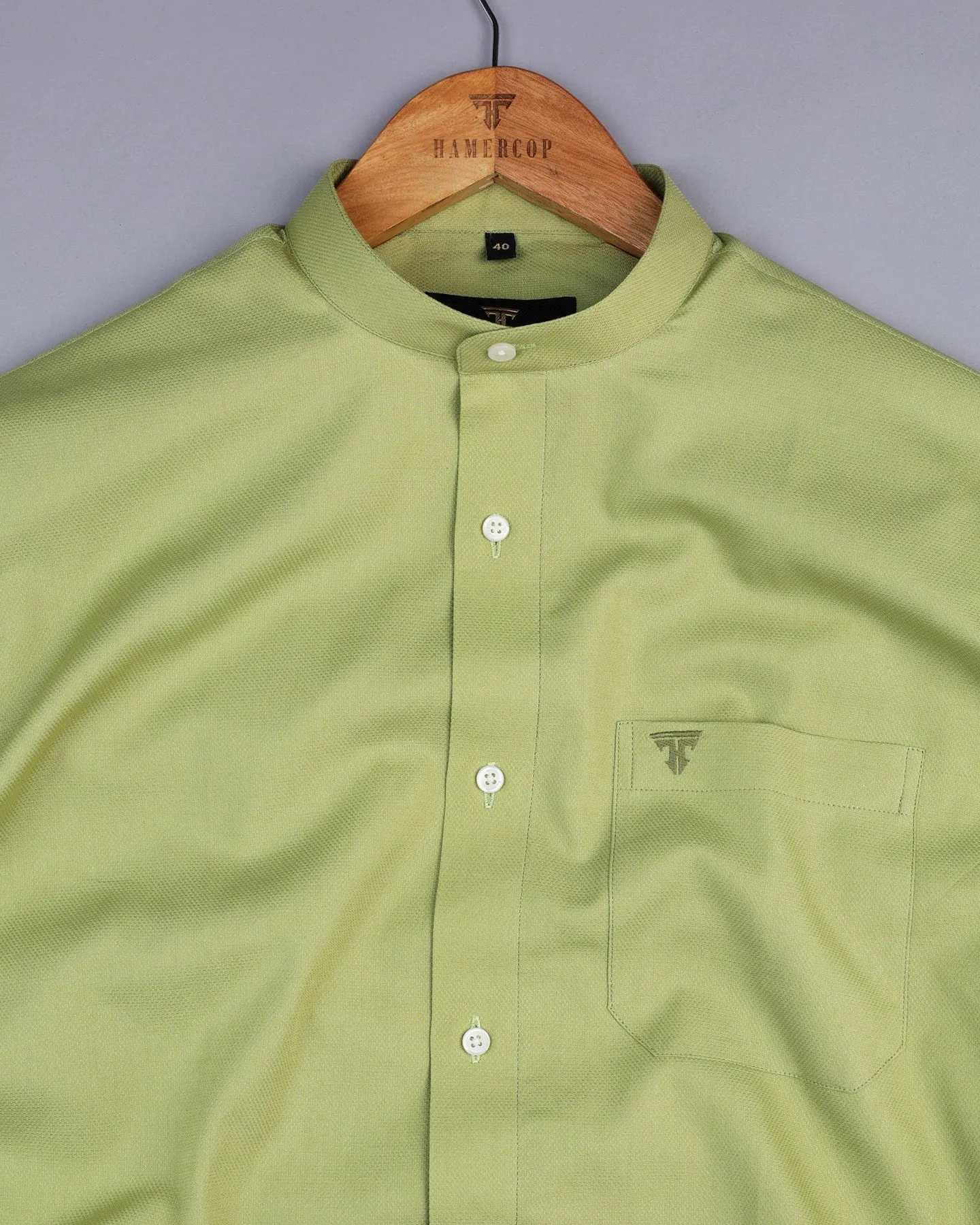 Iconic Olive Green Dobby Cotton Solid Shirt