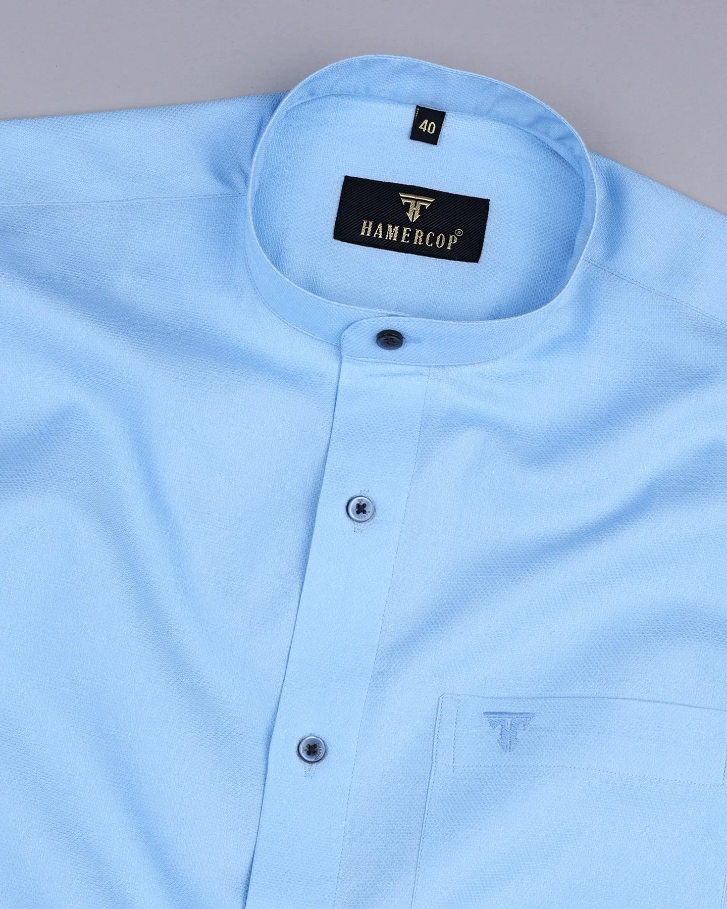 Iconic SkyBlue Dobby Cotton Solid Shirt