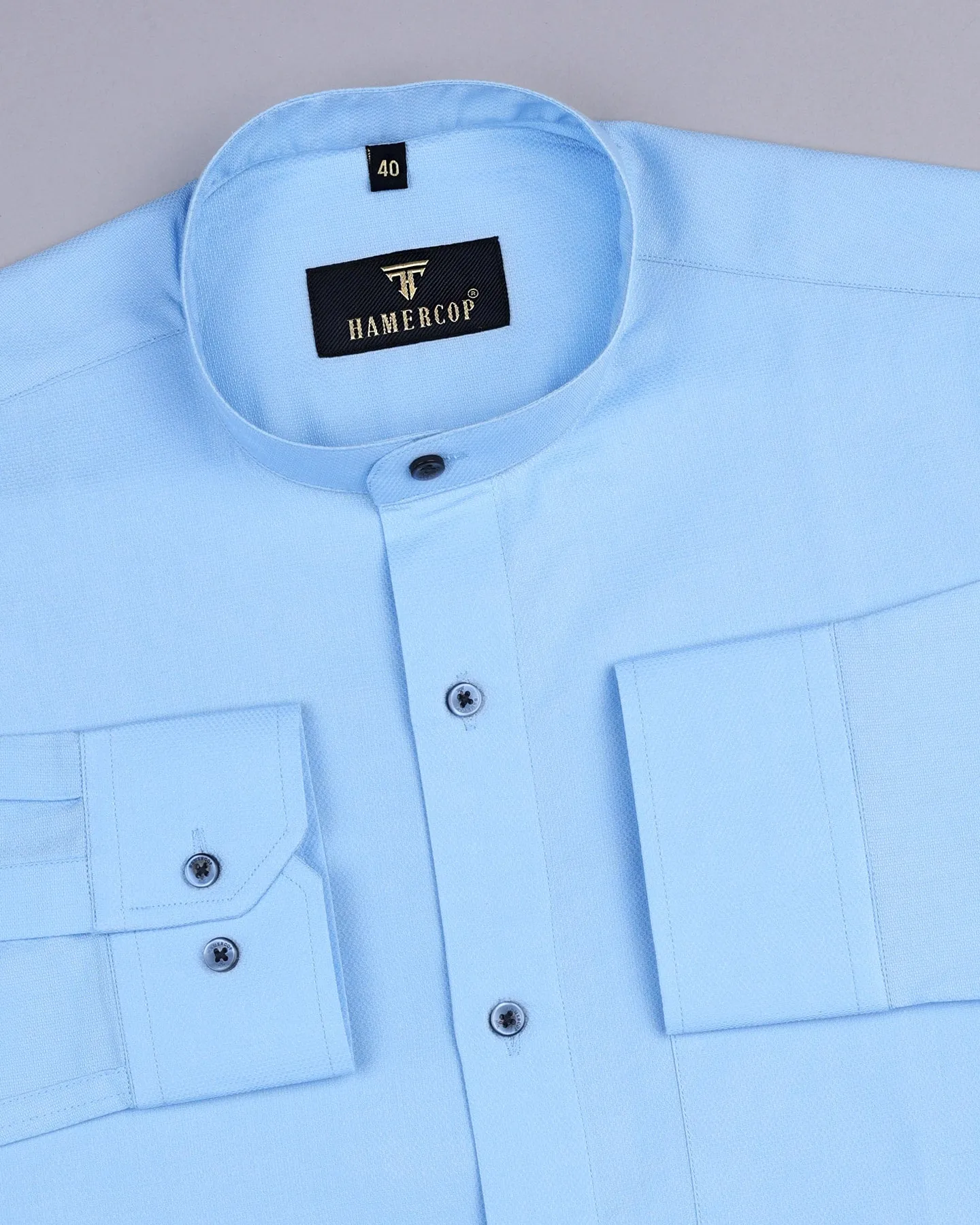 Iconic SkyBlue Dobby Cotton Solid Shirt