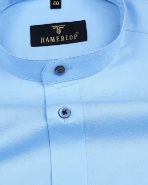 Iconic SkyBlue Dobby Cotton Solid Shirt